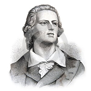 Johann Friedrich von Schiller 1759 Ã¢â¬â1805, German poet and writer. Old engraved portrait photo